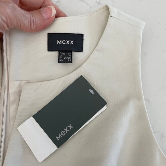 Mexx Neutral Sleeveless Lined Cotton Fitted Sheath Dress Cream Sz 34 NWT - Picture 9 of 16